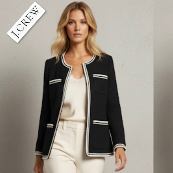 NWT LONGER J CREW LADY TWEED JACKET IN BLACK/ WHITE Size 8 - Picture 4 of 16